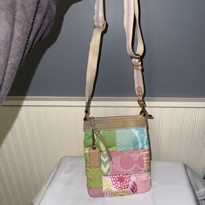 Vintage COACH Y2K Pastel Patchwork Rectangle Crossbody Bag Purse